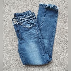 Vervet Ankle Skinny Jeans Raw Hem Light Wash 27